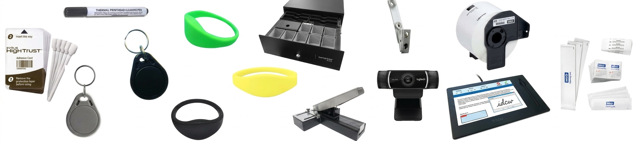 Plastic ID Card Accessories, Software, Scanners and Hardware