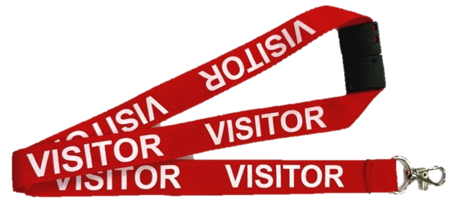 Red Visitor Premium Lanyard Printed L-20S-VISIT (10 Pack)