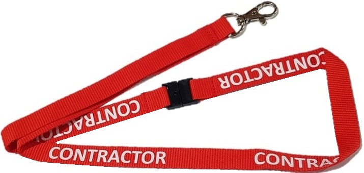 Red Contractor Standard Lanyard L-15S-CONT-RED (50 Pack)