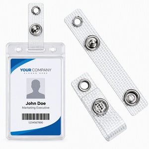 Clear Vinyl Plastic ID Badge Holder Strap with Snap A-C-Strap-70 (100 Pack)