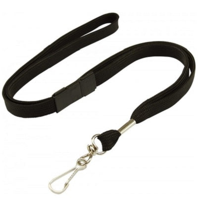Black Lanyards with Swivel Clip  L-12S-BLK (50 Pack)