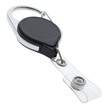 Black Carabiner Retractable ID Badge Reel With Clear Strap CH-IDCWMR CarabinerBlack (10 Pack)