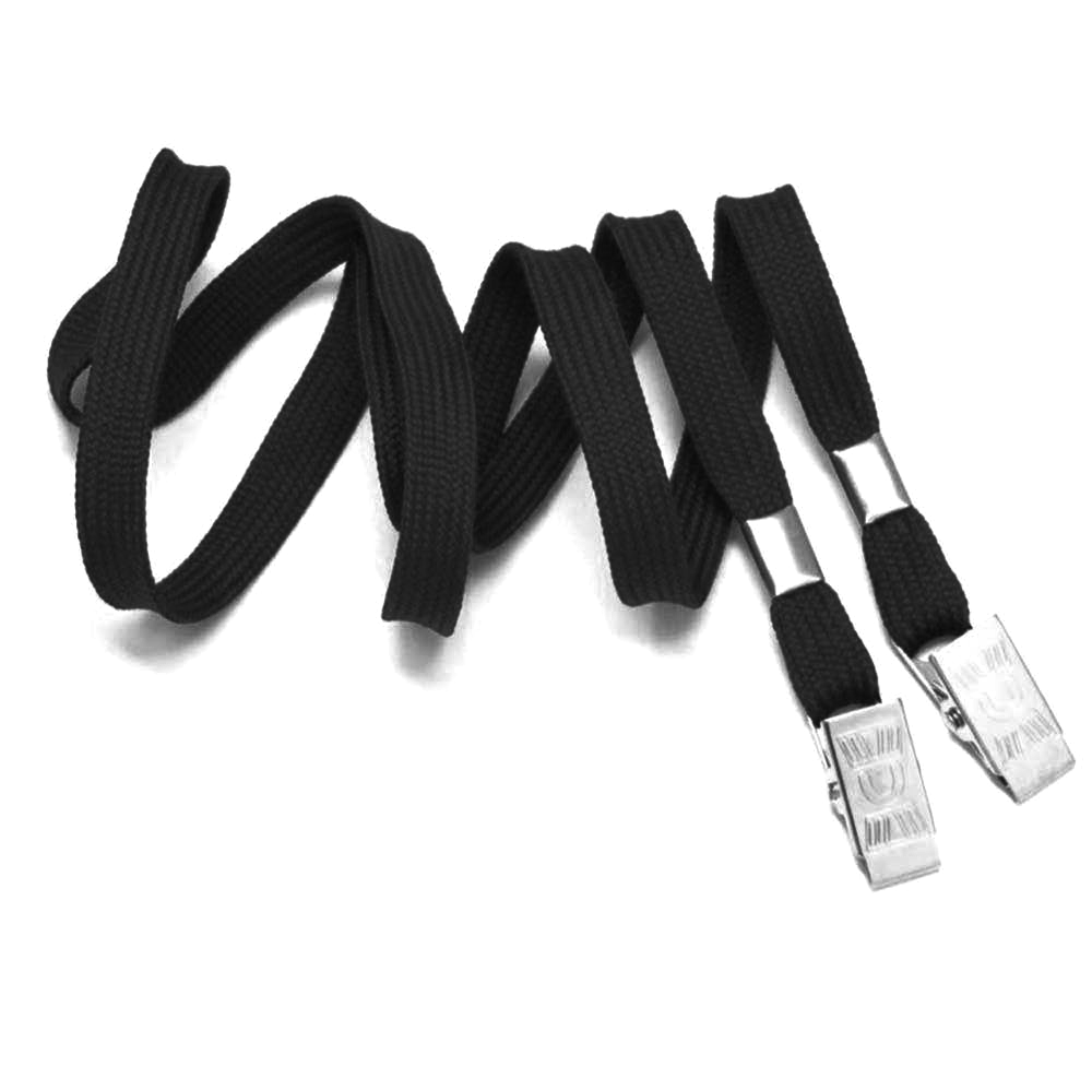 Lanyard Black With Dual Ended Alligator Clip L-12AED-Blk (10 Pack)