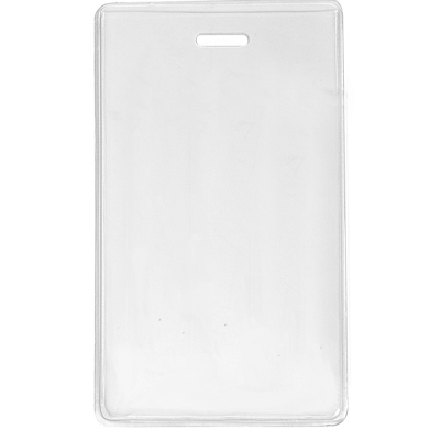 Plastic portrait ID card sleeve with slot punch to align with ID card from idcwonline.