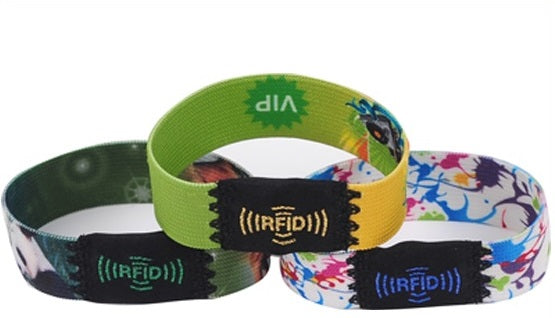 RFID Mifare 1K Custom Printed Stretch Fabric Wristband from idcwonline.