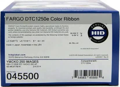 HID® FARGO® 45500 DTC1250e YMCKO Ribbon - 250 Prints