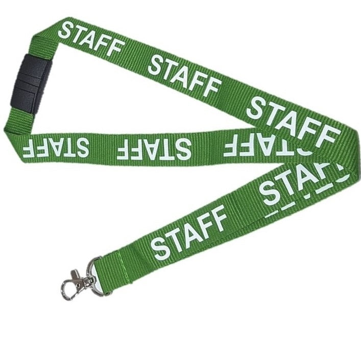 Staff Premium Lanyards Green L-20S-STAFF-GREEN (10 Pack)