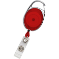Red Carabiner Retractable ID Badge Reel With Clear Strap CH-IDCWMR Oval Red (10 Pack)