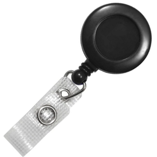 Black Round Heavy Duty Retractable ID Badge Reel CH-IDCWMR Black (100 Pack)