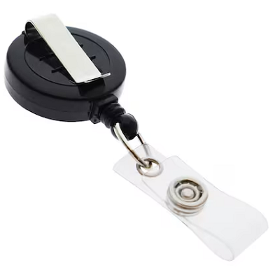 Black Round Heavy Duty Retractable ID Badge Reel CH-IDCWMR Black (100 Pack)