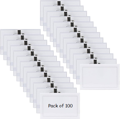 Clear Convention Card Holder with Pin and Clip (100 Pack)