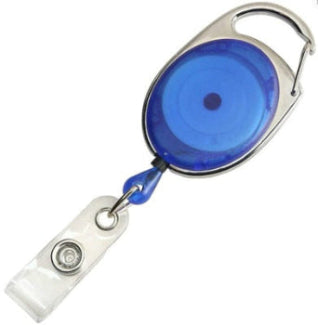 Blue Carabiner Retractable ID Badge Reel With Clear Strap CH-IDCWMR Oval Blue (10 Pack)