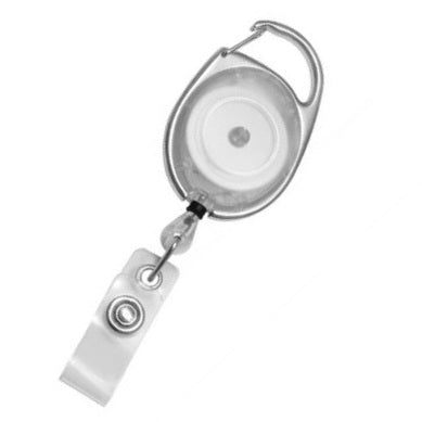 Clear Carabiner Retractable ID Badge Reel With Clear Strap CH-IDCWMR Oval Clear (10 Pack)