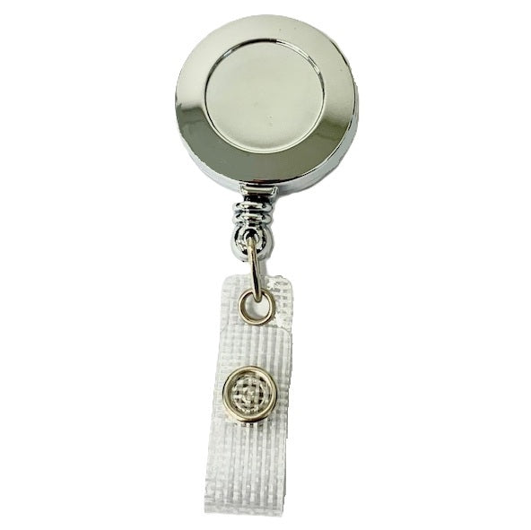 Chrome Round Heavy Duty Retractable ID Badge Reel CH-IDCWMR Silver (25 Pack)