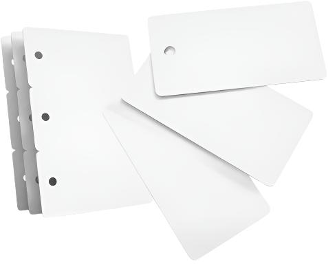 Triple White 0.76mm Breakaway Key Tags - w/Holes Punched CR80 (500 Pack)