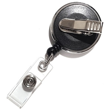 Retractable ID Badge Reel Black Round Heavy Duty with Alligator Clip CH-IDCWMRAL(100 Pack)