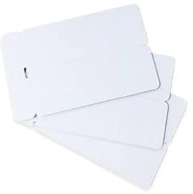 White 0.76mm  Double Key Tags - No Holes Punched CR80 (500 Pack)