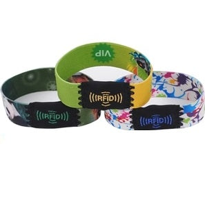 RFID Mifare 1K S50 Stretch Custom Printed Fabric Wristband - Pkt 100