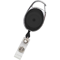 Black Carabiner Retractable ID Badge Reel With Clear Strap CH-IDCWMR Oval Black (10 Pack)