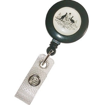 Black mini reel with Australian Government Crest and vinyl strap from idcwonline. Only for sale to Government departments.