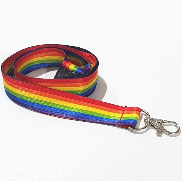 Rainbow Lanyard L-20S-R-Bow with breakaway & lobster claw clip 20mm wide, 900mm length(50 Pack)