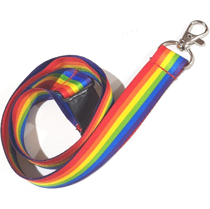 Rainbow Lanyard L-20S-R-Bow with breakaway & lobster claw clip 20mm wide, 900mm length(50 Pack)