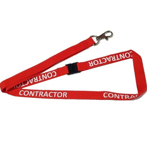Red Contractor Standard Lanyard L-15S-CONT-RED (50 Pack)