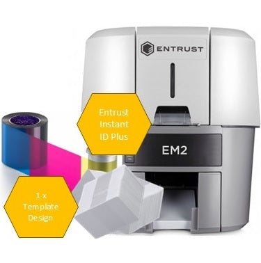 Entrust EM2 Duplex Plastic ID Card Printer USB and Ethernet Value Bundle
