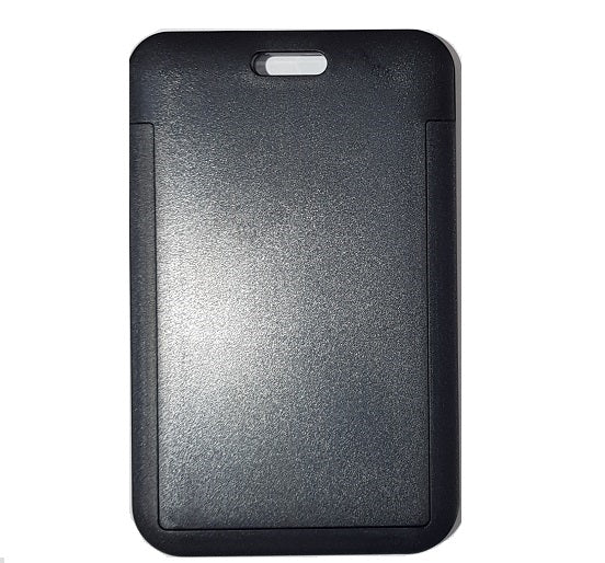 Black ID Card Holder Single Sided Portrait Heavy Duty Clear Plastic Front CH-IDCW593V - Pkt 100