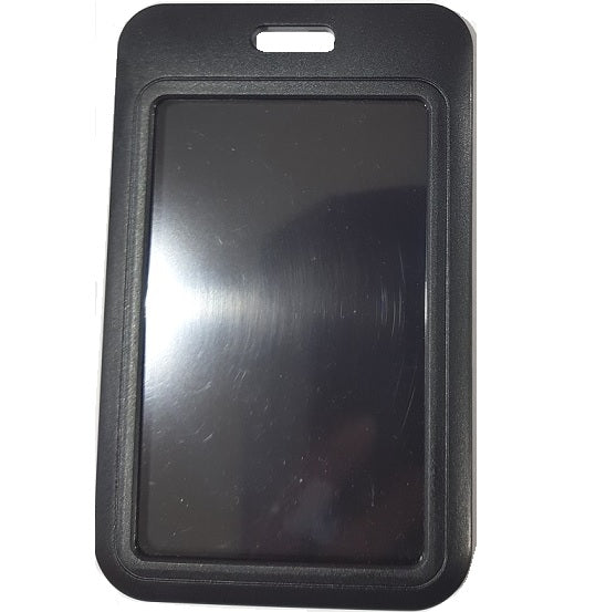 Black ID Card Holder Single Sided Portrait Heavy Duty Clear Plastic Front CH-IDCW593V - Pkt 100