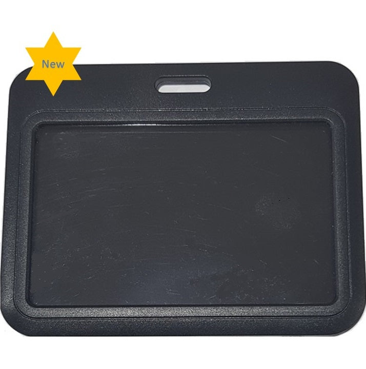 Black ID Card Holder Single Sided Landscape Heavy Duty Clear Plastic Front CH-IDCW593H -Pkt 100