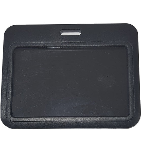Black ID Card Holder Single Sided Landscape Heavy Duty Clear Plastic Front CH-IDCW593H -Pkt 100