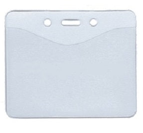  Flexible landscape ID card holder with thumb notch. Clear front and frosted back from idcwonline.
