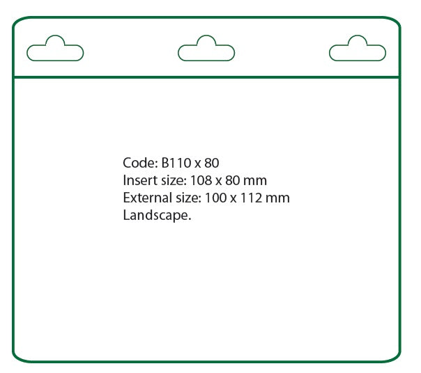 Flexible vinyl landscape card holder with 3 connection slots. Pocket size 108mm x 80mm  available from idcwonline.