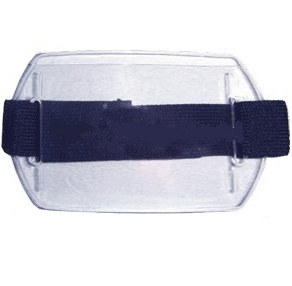 Plastic Arm band ID card holder with adjustable velcro strap for landscape ID cards from idcwonline.