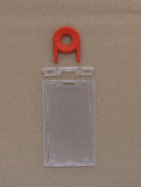 Clear/frosted universal lockable ID card holder for increased security. 