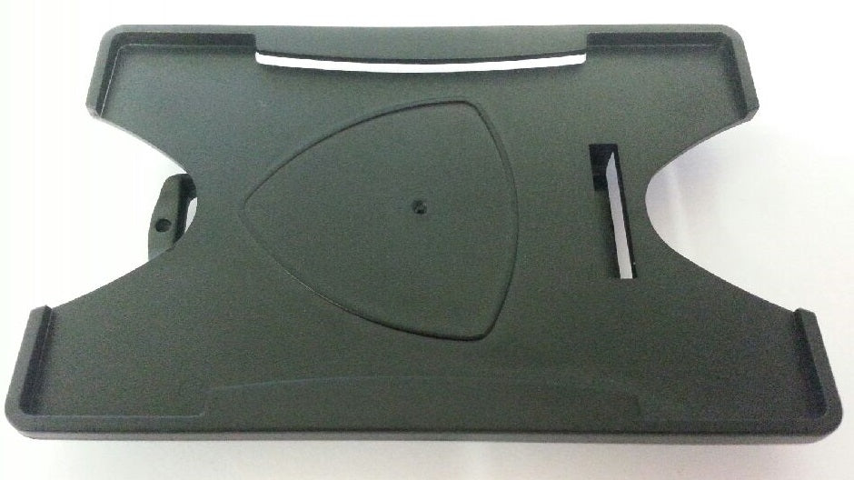 Single sided open-faced portrait card holder with retractable mini reel.