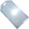 Clear vinyl portrait cardholder that holds a thicker clamshell access card.