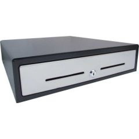 Cash Drawer VPOS EC410 5 Note, 8 Coin 24 Volt Black Stainless Steel Front