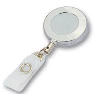 Chrome heavy duty round retractable ID badge reel from idcwonline.