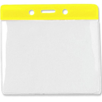 Landscape vinyl yellow colour top card holder, insert size 102mm x 75mm from idcwonline.
