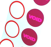   1000 Time Expiring Dot Stickers. The word Void appears on the sticker after 24 hours.