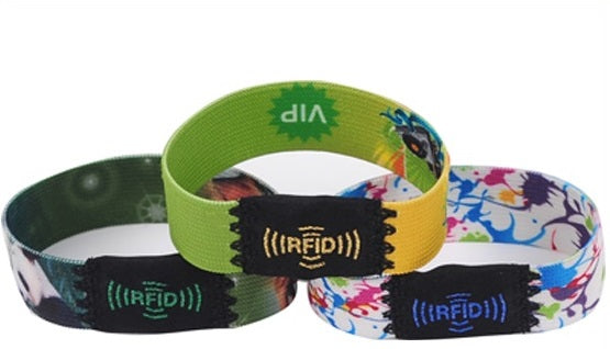  RFID Mifare 1K Custom Printed Stretch Fabric Wristband from idcwonline.