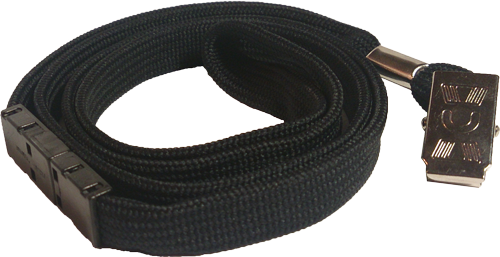 Black Tubular Lanyard 12mm Wide With Alligator Clip and Safety Breakaway
