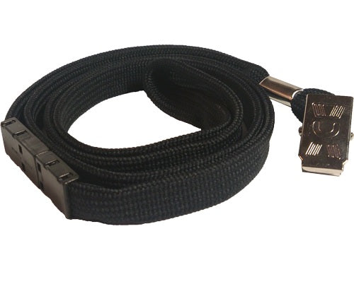 Black Tubular Lanyard 12mm Wide With Alligator Clip and Safety Breakaway