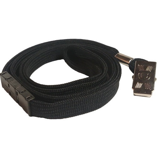 Black Tubular Lanyard 12mm Wide With Alligator Clip and Safety Breakaway