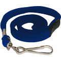 Blue Tubular Lanyard 12mm Wide With Swivel Clip and Safety Breakaway