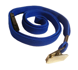 Blue Tubular Lanyard 12mm Wide With Alligator Clip and Safety Breakaway