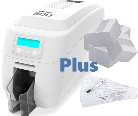 Magicard 300 Single Sided ID Card Printer Bundle. Printer, 500 Plain White Cards and Cleaning kit from idcwonline.