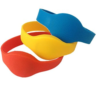 MIFARE Classic 1K 65mm Thick Silicone Wristband available in blue, black, green and red from idcwonline.